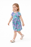 Детска рокля с къс ръкав на цветя, шарен цвят