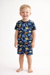 Детска пижама за момче с къс ръкав, тъмно син цвят