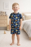 Детска пижама за момче с къс ръкав, тъмно син цвят