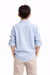 Детска риза за момче с дълъг ръкав, светло син цвят 