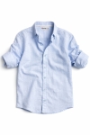Детска риза за момче с дълъг ръкав, светло син цвят 