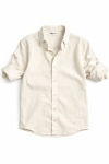 Детска риза за момче с дълъг ръкав, бежов цвят 