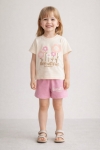 Детски комплект за момиче с къс ръкав, цвят  корал