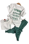 Детски комплект за момче с къс ръкав, зелен цвят