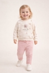 Детски комплект за момиче с дълъг ръкав, розов цвят