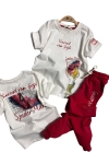 Детски компплект за момче с къс ръкав, червен цвят
