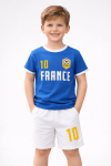 Детски комплект за момче с къс ръкав, син цвят    