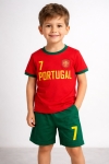 Детски комплект за момче с къс ръкав, червен цвят