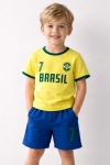 Детски комплект за момче с къс ръкав, жълт цвят