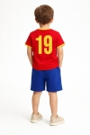 Детски комплект за момче с къс ръкав, червен цвят