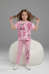 Детски комплект за момиче с къс ръкав, розов цвят
