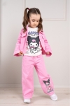Детски комплект за момиче с дълъг ръкав 3 части Kuromi, розов цвят 