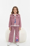 Детски комплект за момиче с дълъг ръкав 3 части, лилав цвят