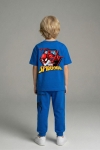 Детски комплект за момче с къс ръкав, син цвят