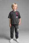 Детски комплект за момче с къс ръкав, тъмно сив цвят