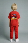 Детски комплект за момче с къс ръкав, червен цвят
