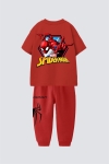 Детски комплект за момче с къс ръкав, червен цвят