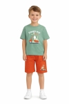 Детски комплект за момче с къс ръкав, зелен цвят