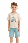 Детски комплект за момче с къс ръкав, бежов цвят