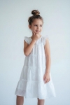 Детска рокля с къс ръкав, бял цвят  
