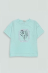 Детска тениска за момиче, цвят тюркоаз