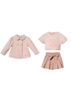 Детски комплект за момиче с дълъг ръкав, розов цвят