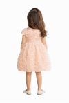Детска официална рокля с къс ръкав, розов цвят