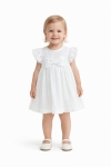 Детска рокля с къс ръкав, бял цвят   