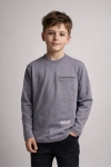 Детска блуза за момче с дълъг ръкав, тъмно сив цвят
