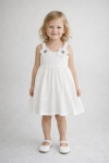 	 Детска рокля с тънки презрамки, бял цвят 