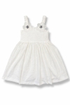 	 Детска рокля с тънки презрамки, бял цвят 