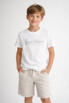 Детска тениска за момче, цвят екрю