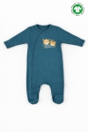 Бебешки гащеризон органичен памук за момче с дълъг ръкав, син цвят