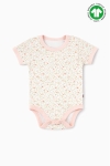 Бебешко боди органичен памук за момиче с къс ръкав, шарен цвят