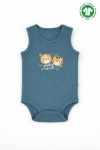 Бебешко боди потник органичен памук за момче, син цвят