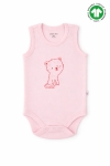 Бебешко боди потник органичен памук за момиче, розов цвят 