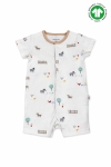 Бебешки гащеризон органичен памук с къс ръкав, бял цвят