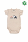 Детско боди органичен памук с къс ръкав, светло кафяв цвят 