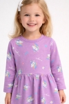 Детска рокля с дълъг ръкав, лилав цвят  