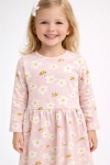  Детска рокля с дълъг ръкав, розов цвят  