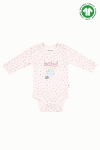 Бебешко боди органичен памук за момиче с дълъгръкав, розов цвят