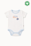 Бебешко боди органичен памук за момче с къс ръкав, бял цвят 