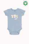 Бебешко боди органичен памук за момче с къс ръкав, син цвят   
