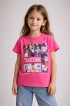 Детска тениска за момиче, цикламен цвят 