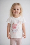Детска тениска за момиче, цвят екрю