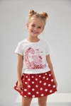 Детски комплект за момиче с къс ръкав, червен цвят 