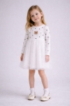 Детска рокля с дълъг ръкав, бял цвят  