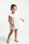 Бебешка боди рокля с къс ръкав, бял цвят  