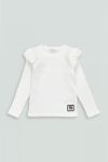  Детска блуза рипс за момиче с дълъг ръкав, цвят екрю
