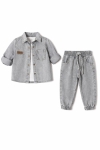 Детски комплект за момче с дълъг ръкав 3 части, сив цвят